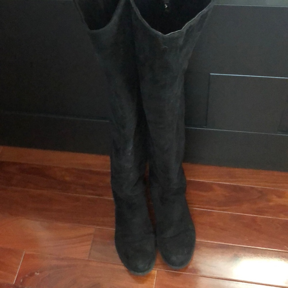 Over the knee black suede boots